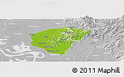 Physical Panoramic Map of Huanggang, lighten, desaturated