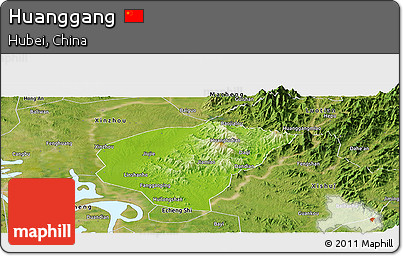 Physical Panoramic Map of Huanggang, satellite outside