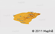 Political Panoramic Map of Huanggang, cropped outside