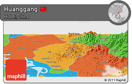 Political Panoramic Map of Huanggang