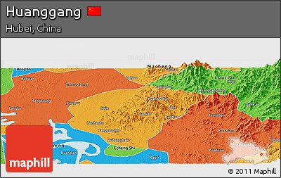 Political Panoramic Map of Huanggang