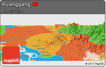 Political Panoramic Map of Huanggang