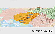 Political Panoramic Map of Huanggang, lighten