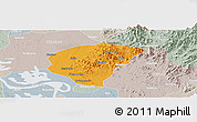 Political Panoramic Map of Huanggang, lighten, semi-desaturated