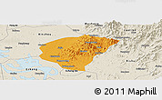 Political Panoramic Map of Huanggang, shaded relief outside
