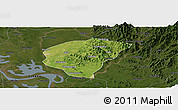 Satellite Panoramic Map of Huanggang, darken