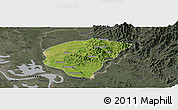 Satellite Panoramic Map of Huanggang, darken, semi-desaturated