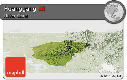 Satellite Panoramic Map of Huanggang, lighten