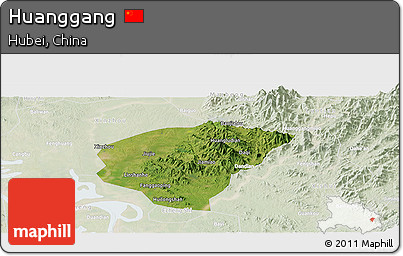 Satellite Panoramic Map of Huanggang, lighten