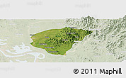 Satellite Panoramic Map of Huanggang, lighten