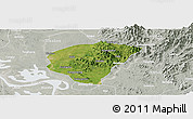 Satellite Panoramic Map of Huanggang, lighten, semi-desaturated