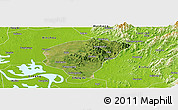 Satellite Panoramic Map of Huanggang, physical outside