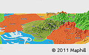 Satellite Panoramic Map of Huanggang, political outside