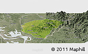 Satellite Panoramic Map of Huanggang, semi-desaturated