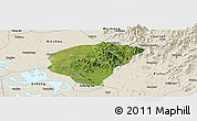 Satellite Panoramic Map of Huanggang, shaded relief outside
