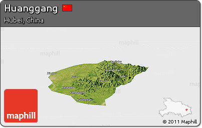 Satellite Panoramic Map of Huanggang, single color outside