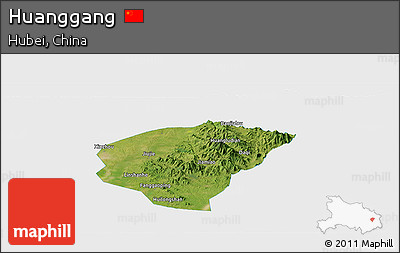 Satellite Panoramic Map of Huanggang, single color outside