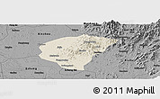 Shaded Relief Panoramic Map of Huanggang, darken, desaturated