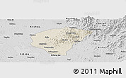 Shaded Relief Panoramic Map of Huanggang, desaturated