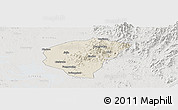Shaded Relief Panoramic Map of Huanggang, lighten, semi-desaturated