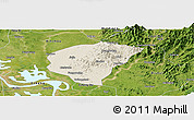 Shaded Relief Panoramic Map of Huanggang, satellite outside