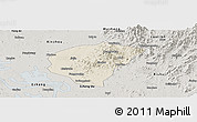Shaded Relief Panoramic Map of Huanggang, semi-desaturated