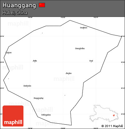 Blank Simple Map of Huanggang, cropped outside