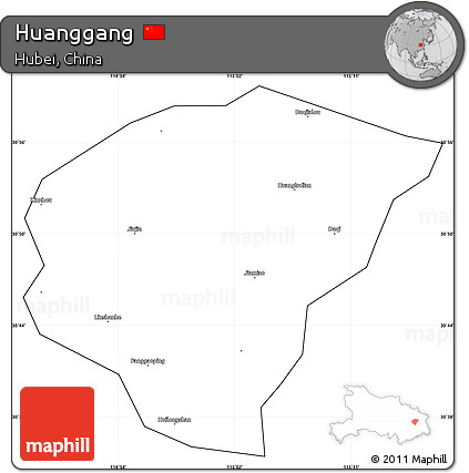 Blank Simple Map of Huanggang, cropped outside