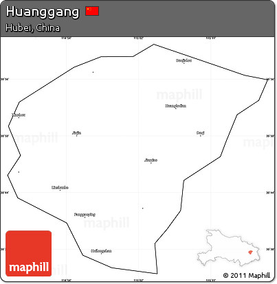 Blank Simple Map of Huanggang, cropped outside