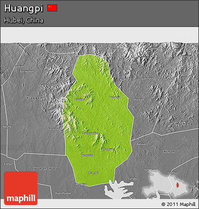 Physical 3D Map of Huangpi, desaturated
