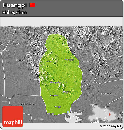 Physical 3D Map of Huangpi, desaturated