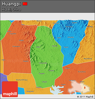 Political 3D Map of Huangpi