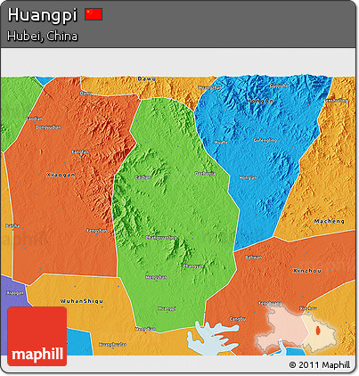 Political 3D Map of Huangpi