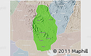 Political 3D Map of Huangpi, lighten, semi-desaturated