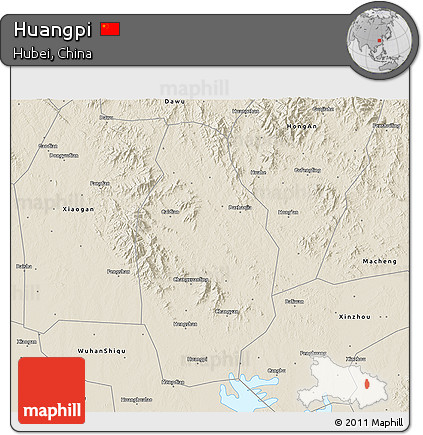 Shaded Relief 3D Map of Huangpi