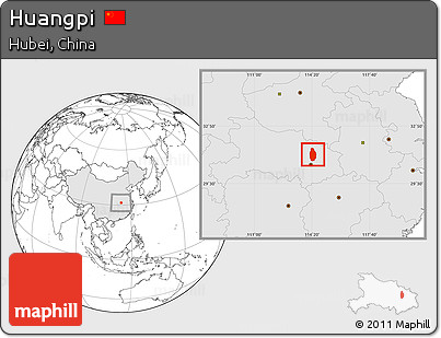 Blank Location Map of Huangpi, highlighted country