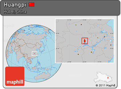 Gray Location Map of Huangpi