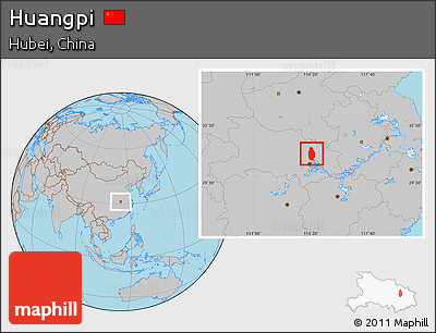 Gray Location Map of Huangpi