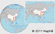 Gray Location Map of Huangpi, highlighted country, within the entire country