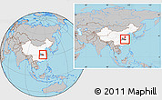 Gray Location Map of Huangpi, highlighted country, highlighted parent region, within the entire country