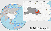 Gray Location Map of Huangpi, highlighted country, highlighted parent region