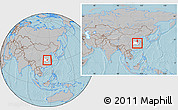 Gray Location Map of Huangpi, highlighted parent region, within the entire country, hill shading