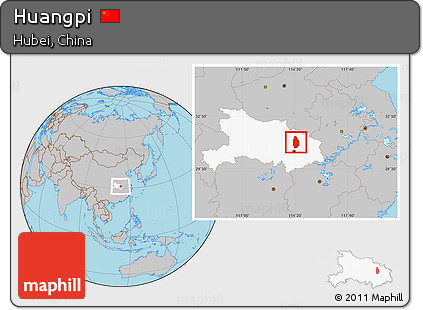 Gray Location Map of Huangpi, highlighted parent region