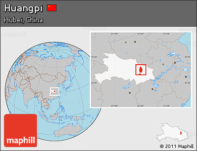 Gray Location Map of Huangpi, highlighted parent region