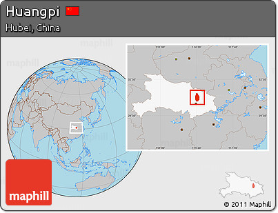 Gray Location Map of Huangpi, highlighted parent region
