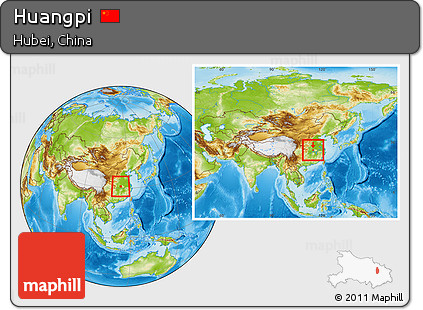 Physical Location Map of Huangpi, within the entire country
