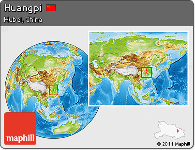 Physical Location Map of Huangpi, within the entire country