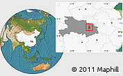 Satellite Location Map of Huangpi, highlighted country, highlighted parent region