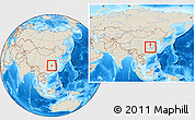 Shaded Relief Location Map of Huangpi, within the entire country