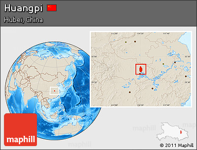 Shaded Relief Location Map of Huangpi